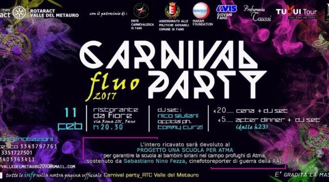 Carnival Party: evento di solidarietà del Rotaract Valle del Metauro